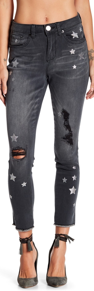 Seven7 Frayed Skinny Ankle Star Jeans